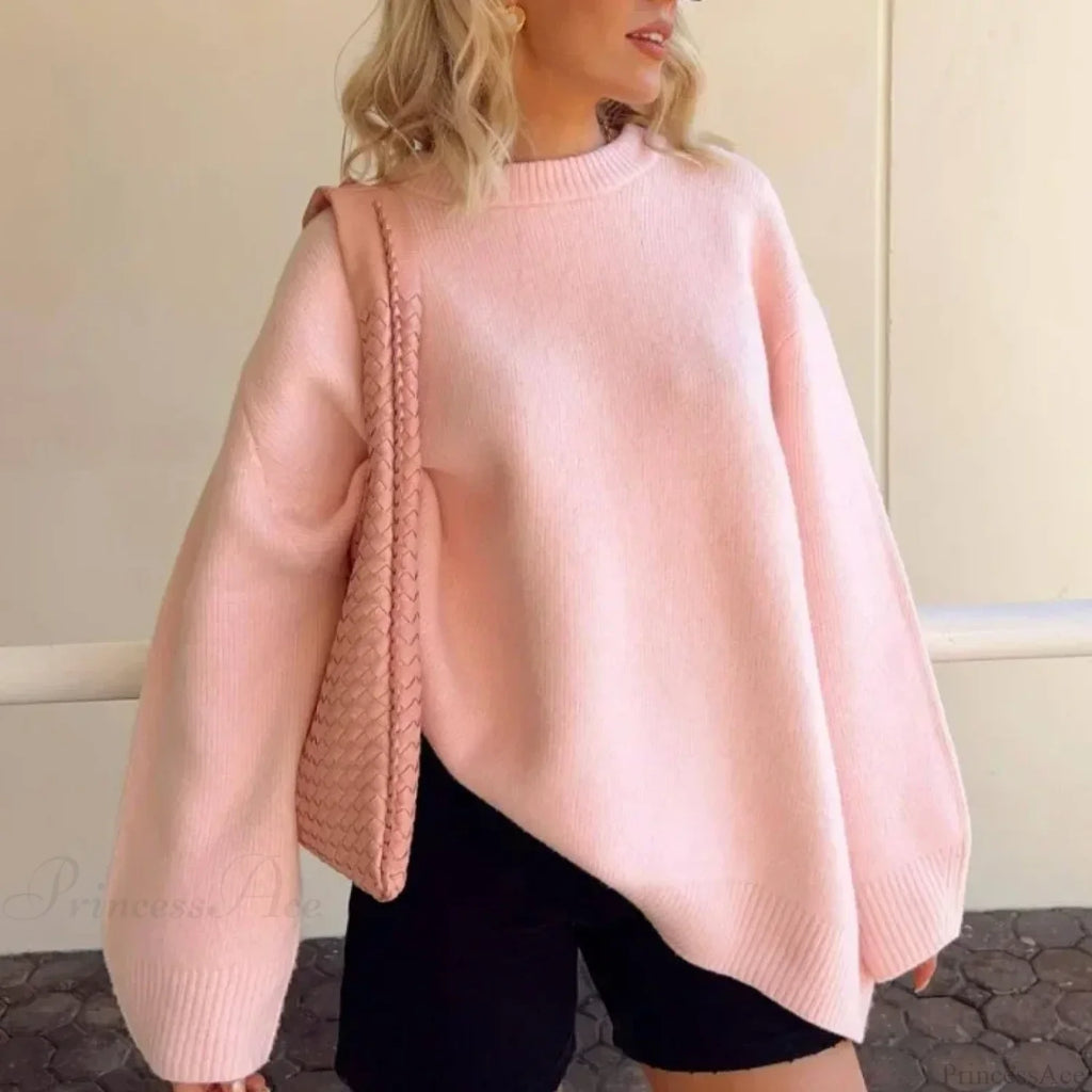 Pink Streetwear O-Neck Sweater