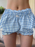 Plaid Bowknot Loose Bloomer Short