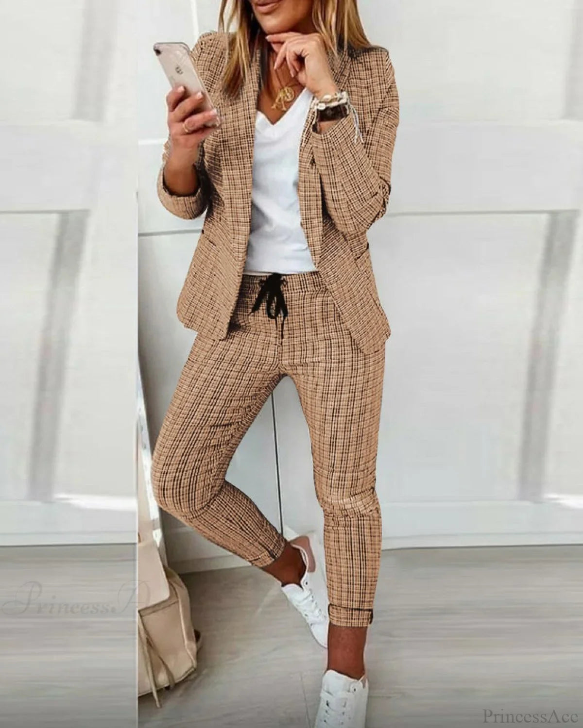 Plaid Comfortable Casual Set