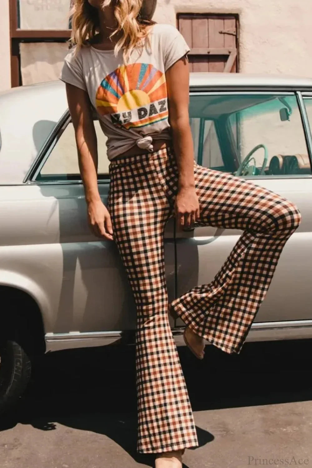 Plaid Flare Pants