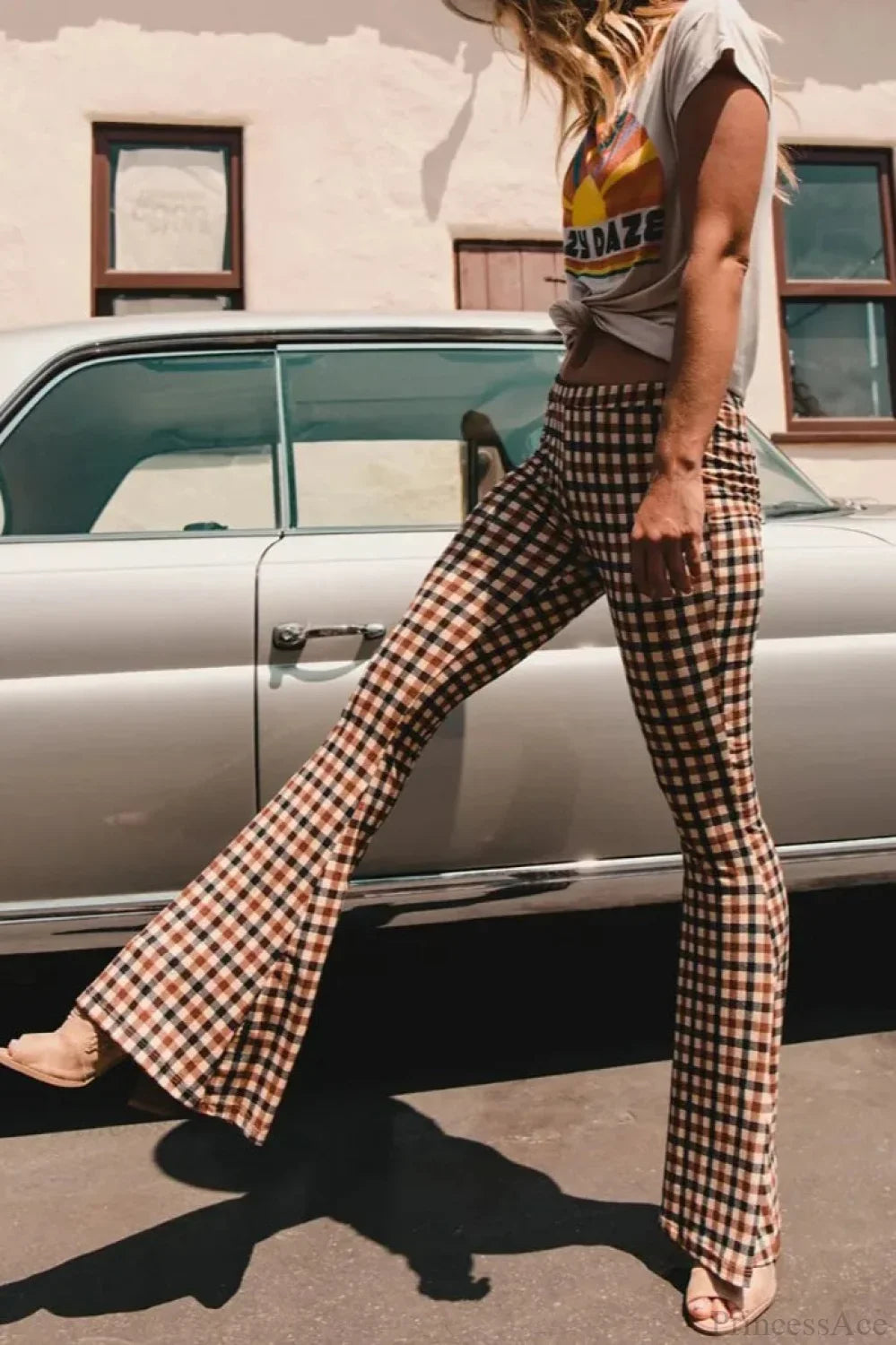 Plaid Flare Pants