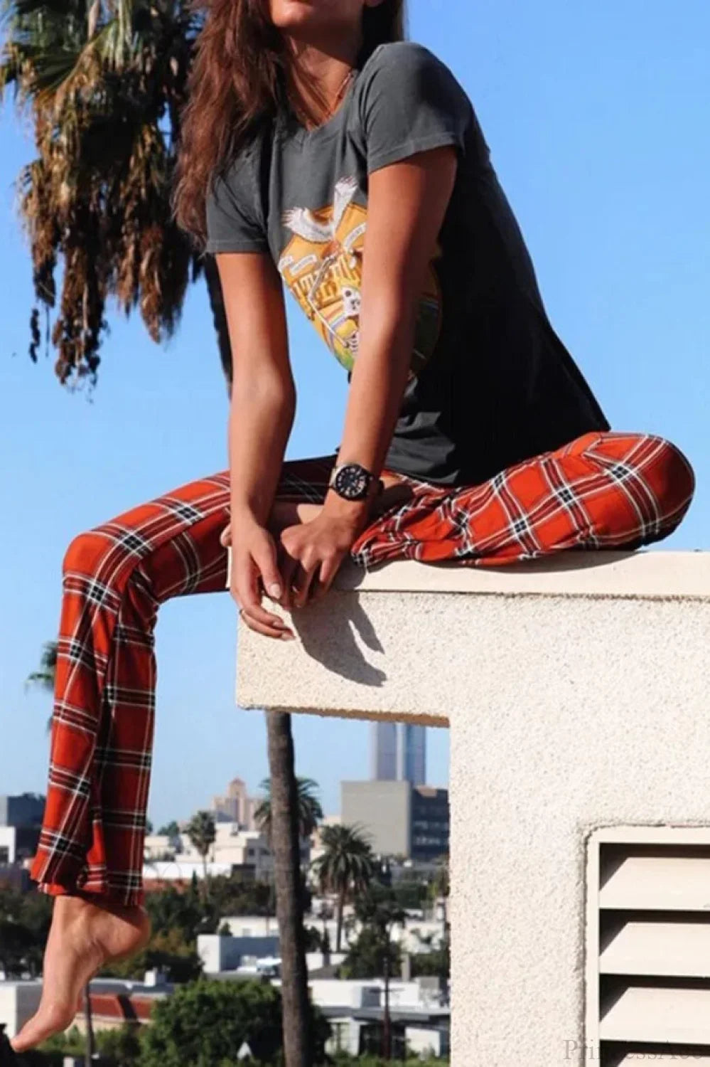 Plaid Flare Pants