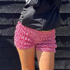 Plaid Frill Tiered Low-Rise Short
