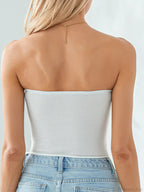 Plaid Lace Patchwork Off-Shoulder Strapless Tube Top