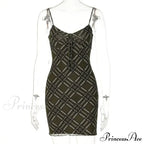 Plaid Print Sundress Vintage Mini Dress