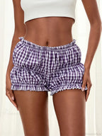 Plaid Ruched Ruffle Bloomer Short