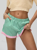 Plaid Ruffle Hem Loose Short