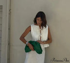 Pleated Tie Up Sleeveless Graceful Top And Midi Skirt Set
