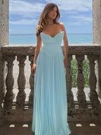 Pleated Waist Wrap A-Line Maxi Vacation Dress