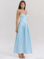 Pleated Waist Wrap A-Line Maxi Vacation Dress