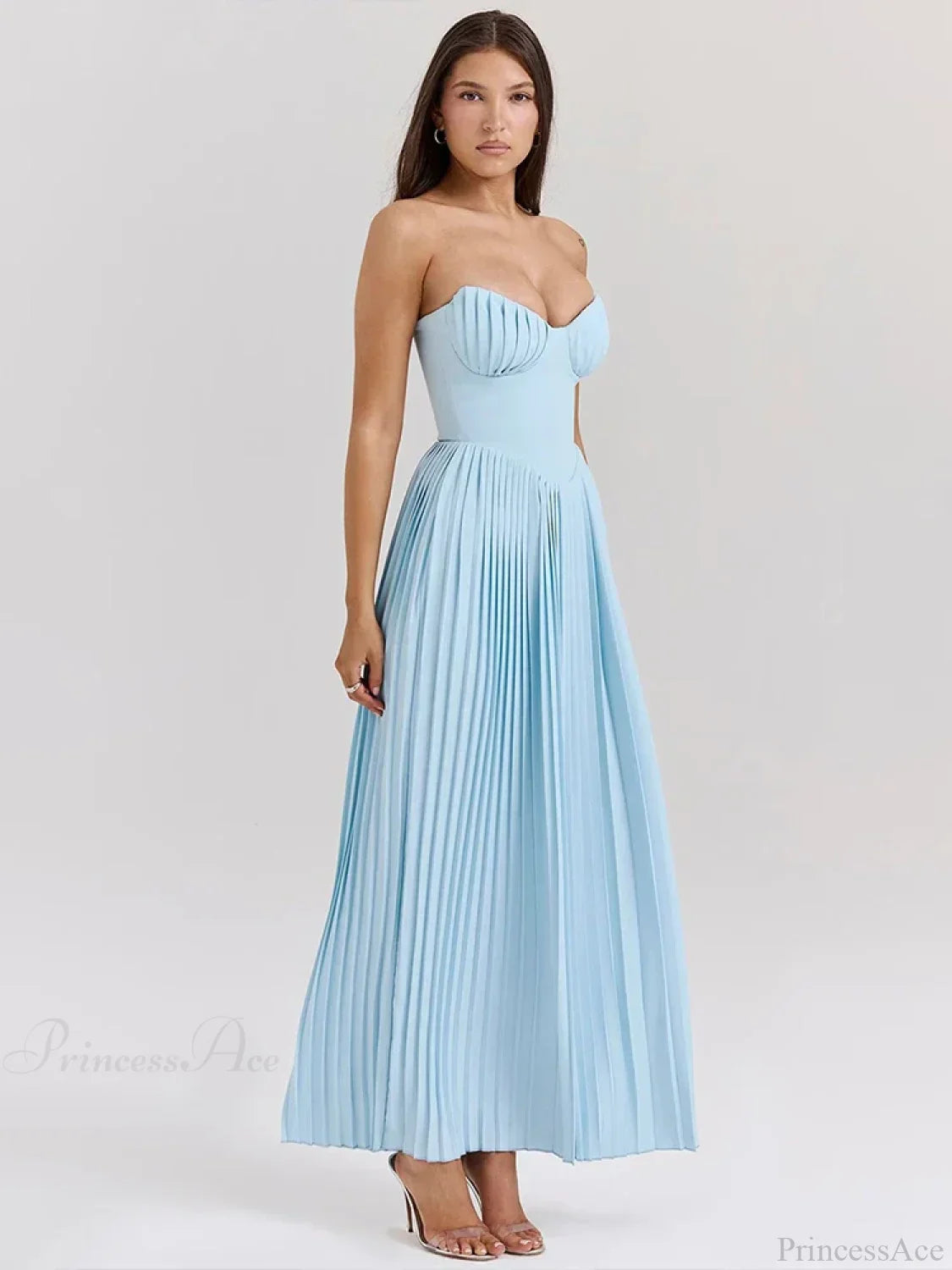 Pleated Waist Wrap A-Line Maxi Vacation Dress