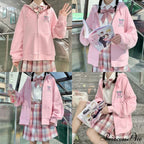 Plus Hoodie Design Women Fruit Sweatshirt Harajuku Loose Thin Zipper Sweet Pink Pocket Cute Size Spring Clothes