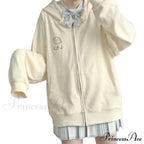 Plus Hoodie Design Women Fruit Sweatshirt Harajuku Loose Thin Zipper Sweet Pink Pocket Cute Size Spring Clothes