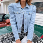 Plus Size High Street Style Stylish Elegant Versatile Denim With Trendy Turn Down Collar Winter Jacket