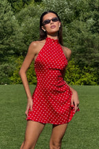 Polka Dot Fit-And-Flare Sleeveless Mini Dress