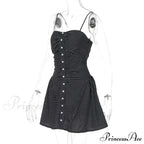 Polka Dot Print Open Graceful Back Spaghetti Strap Mini Dress