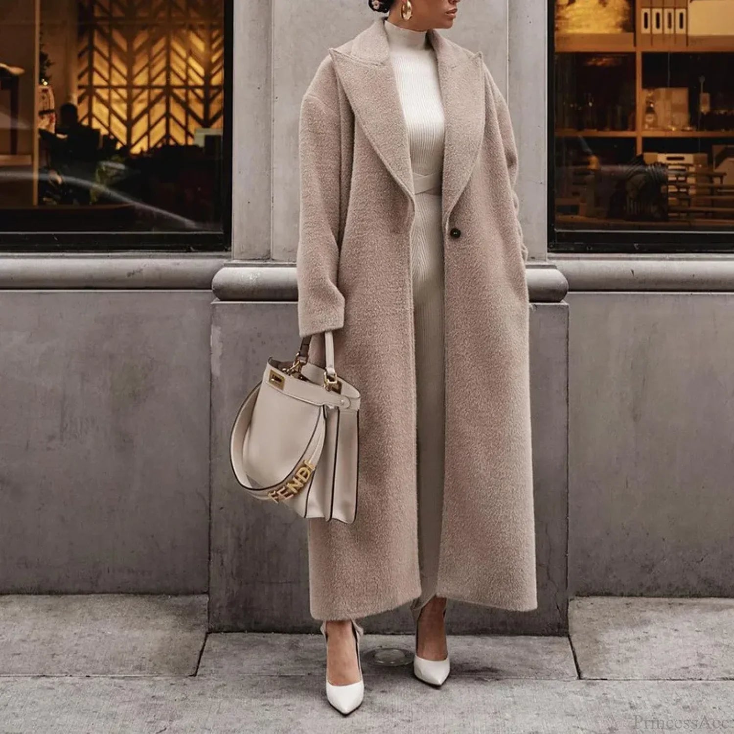 Polo Collar Plush Turn Winter Overcoat