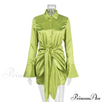 Polo Lapel Dress With Long Sleeves