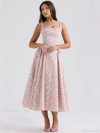 Print A-Line Elegant Midi Vacation Dress