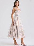 Print A-Line Elegant Midi Vacation Dress