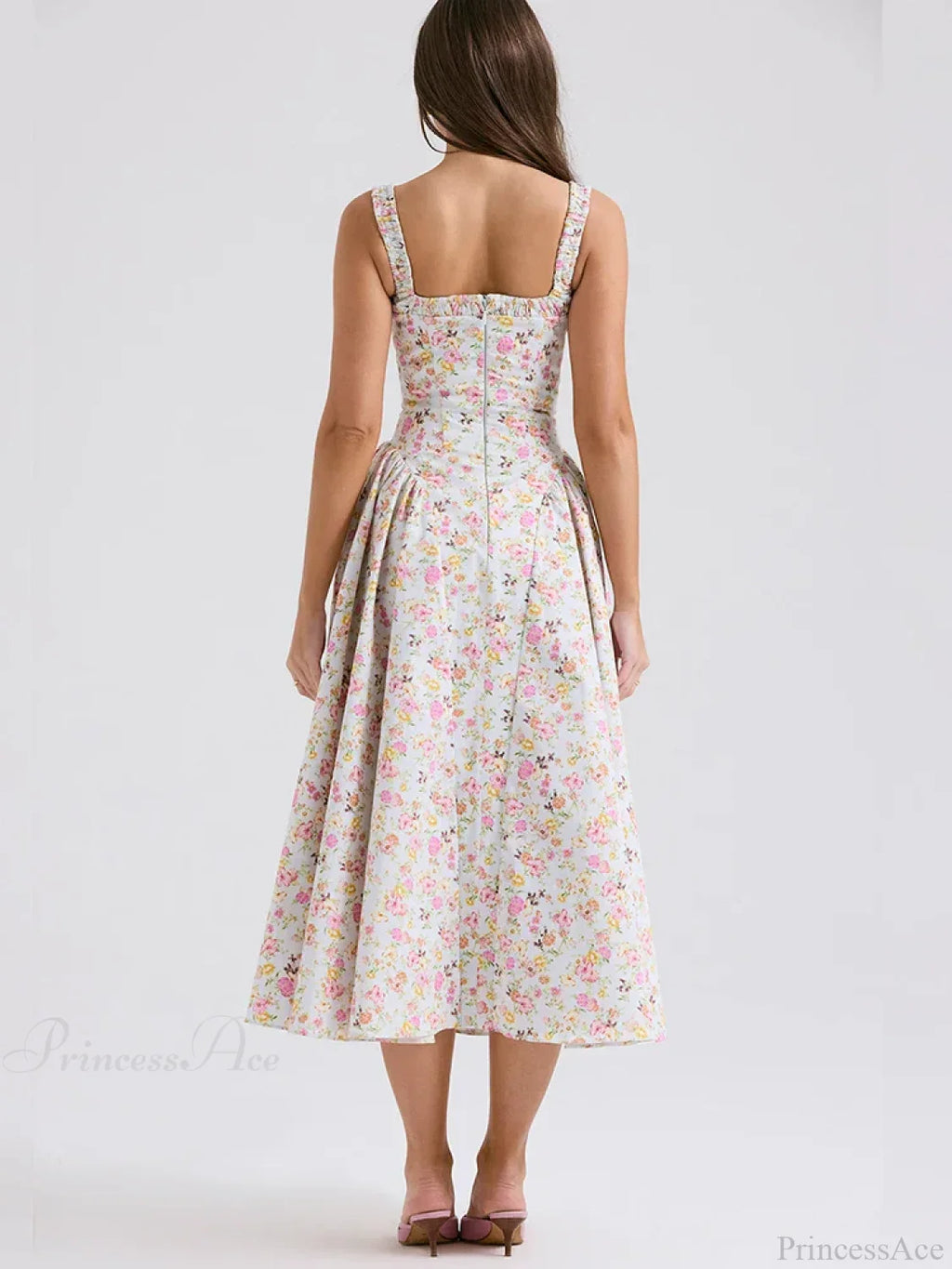 Print A-Line Elegant Midi Vacation Dress