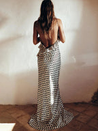 Print Dots Flower Vacation Dress
