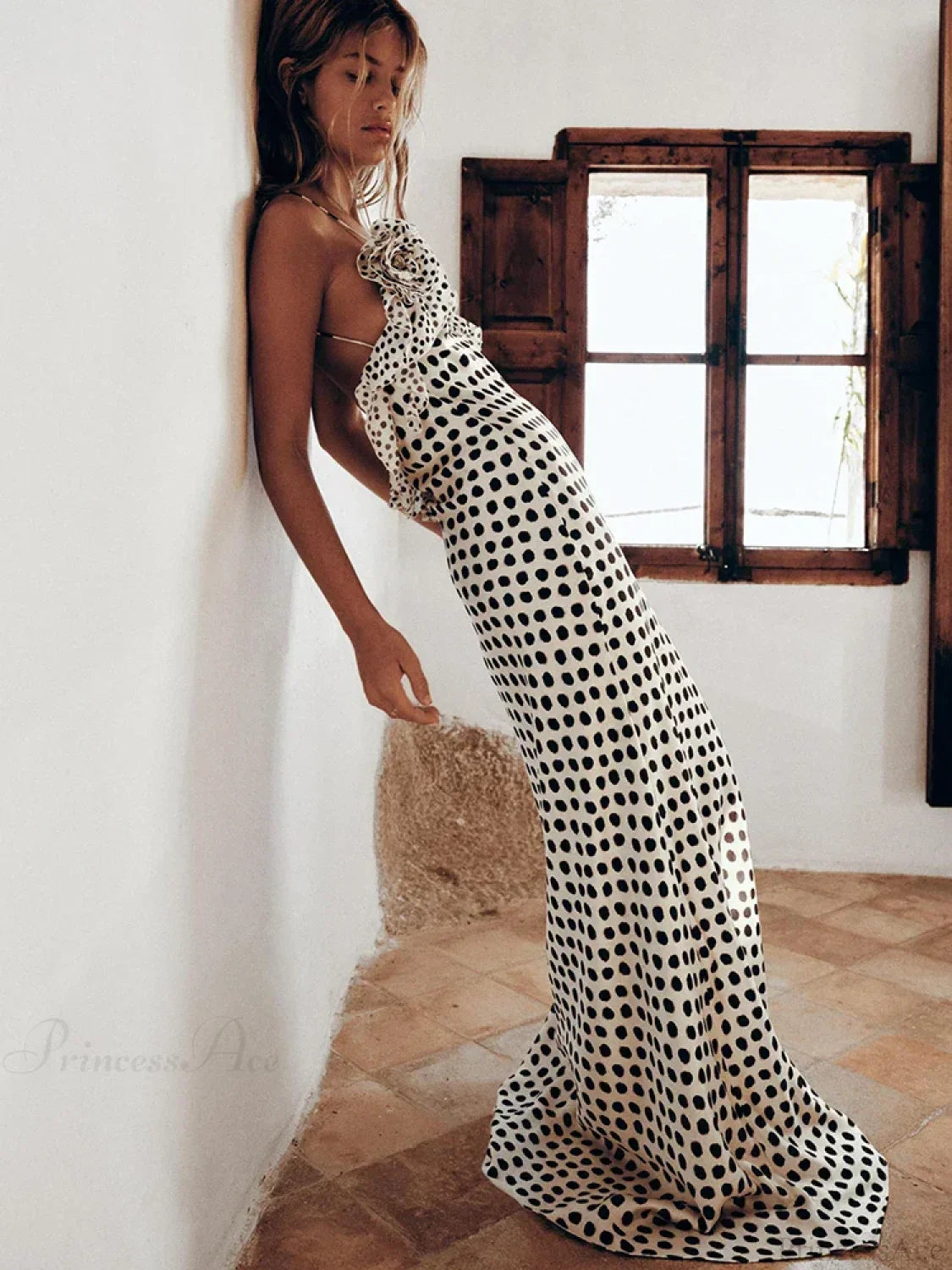 Print Dots Flower Vacation Dress