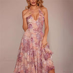 Print Pleated A-Line Vacation Dress