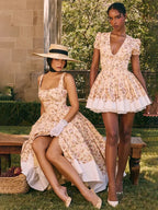 Print Waist Wrap A-Line Vacation Dress