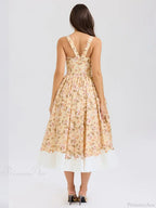 Print Waist Wrap A-Line Vacation Dress