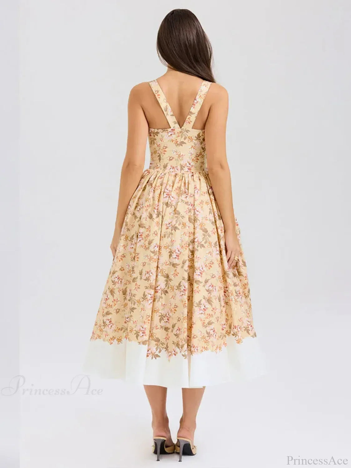 Print Waist Wrap A-Line Vacation Dress