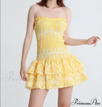 Printed Ruched Stylish Tube Mini Dress