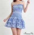 Printed Ruched Stylish Tube Mini Dress