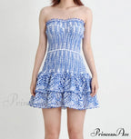 Printed Ruched Stylish Tube Mini Dress