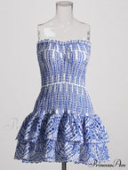 Printed Ruched Stylish Tube Mini Dress