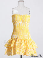 Printed Ruched Stylish Tube Mini Dress