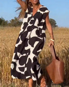 Printed V-Neck Dress