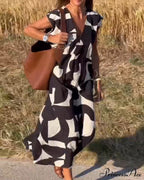 Printed V-Neck Dress