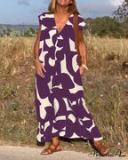 Printed V-Neck Dress