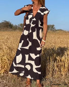 Printed V-Neck Dress