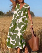 Printed V-Neck Dress