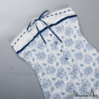 Printed Vacation Off-Shoulder Blue Metal Button Spring Elegant Outside Mini Floral Dress