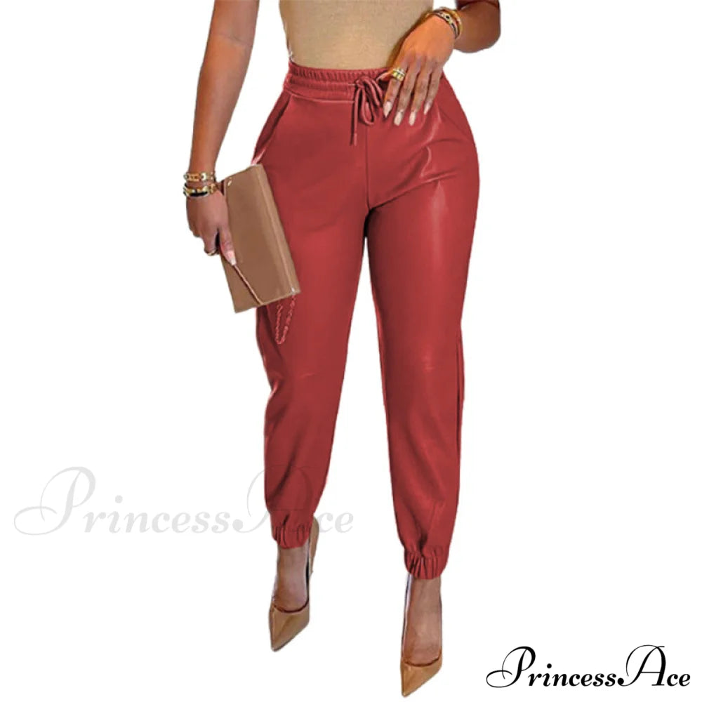 Pu Leather Elegant Office Pants