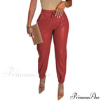 Pu Leather Elegant Office Pants