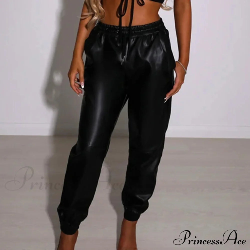 Pu Leather Elegant Office Pants
