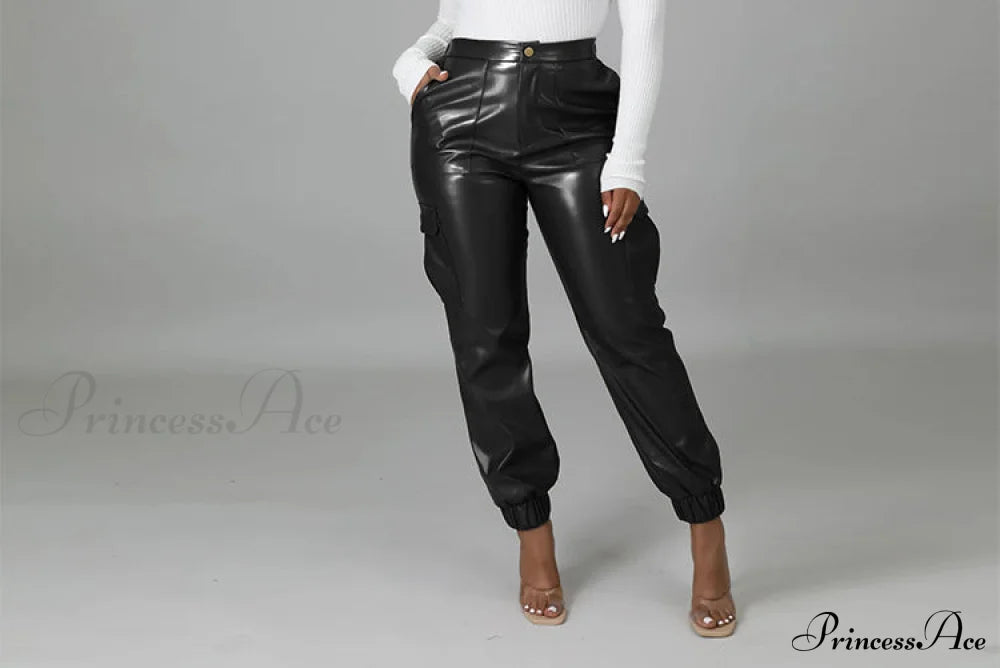 Pu Leather Elegant Office Pants