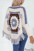 Pullover Knit Ethnic Long Sleeve Blouse