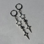 Rebel Celestial Cross Silver Empty Heart Earring