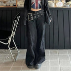 Rebellious Dark Wide Belt Denim Pant