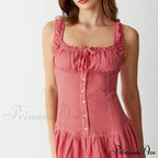 Red Plaid Stylish Maxi Dress